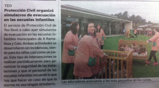 En las escuelas infantiles municipales de Teo realizamos, como cada año, los simulacros de emergencia los días 10 y 12 de diciembre de 2014.